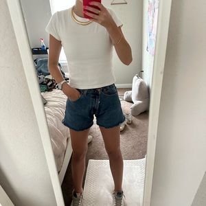 PARKE recycled Levi's crossover shortie shorts